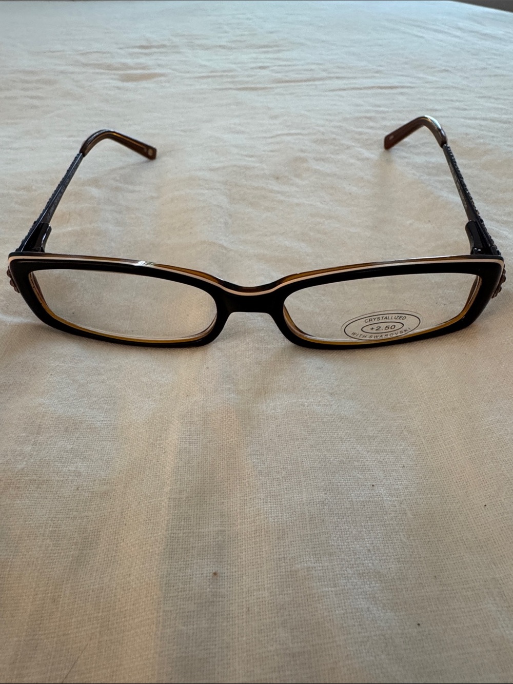Jimmy Crystal Reading Glasses in Dark Brown - +2.50